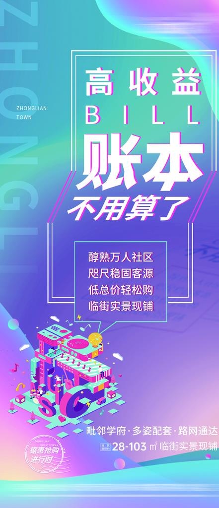 地产微信刷屏稿 商铺价值微单图图片