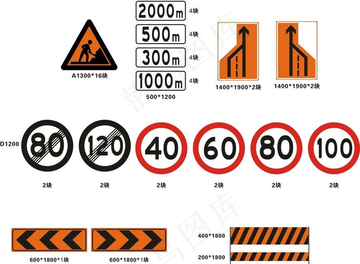 施工路段标志牌 车道数增加减少图片
