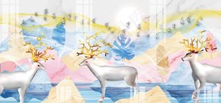 麋鹿装饰画图片