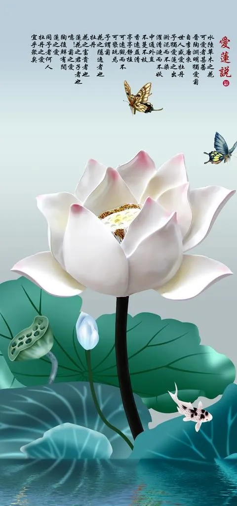 荷花装饰画图片