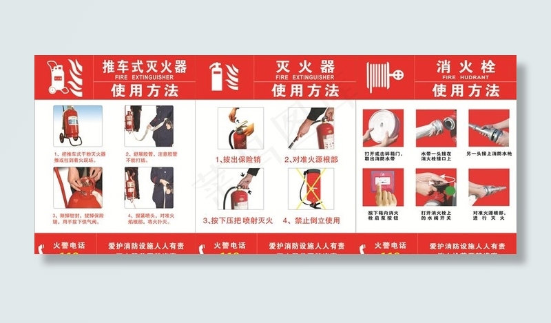 灭火器使用方法图片cdr矢量模版下载