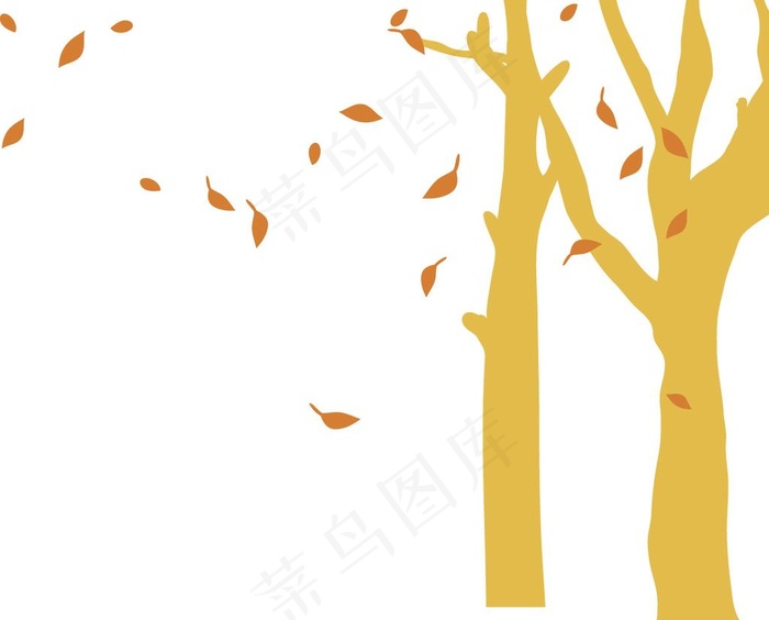 树干落叶图片
