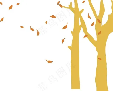 树干落叶图片