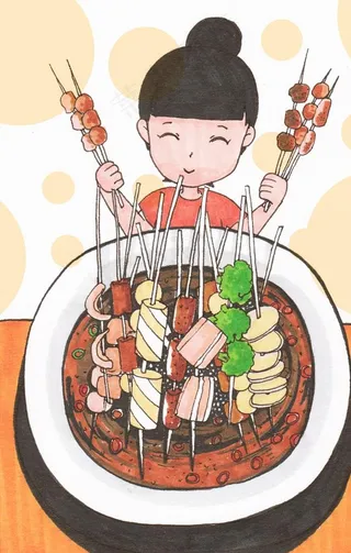 卡通手绘串串香图片