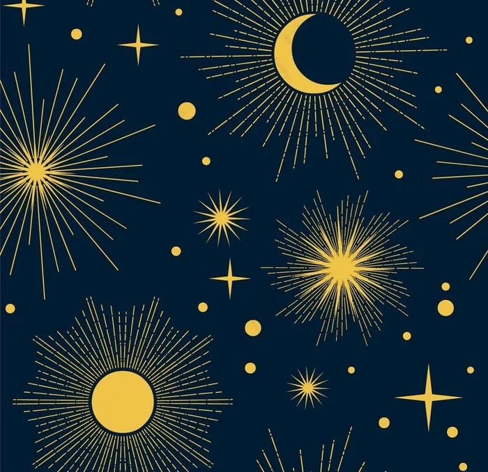 ins风星星月亮太阳图片ai矢量模版下载