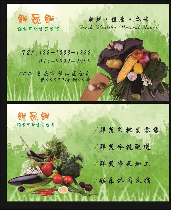 绿色的鲜品鲜配送卡图片(210X297)cdr矢量模版下载