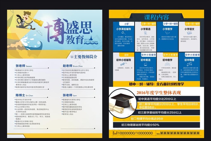 教育招生辅导补习班宣传海报图片psd模版下载