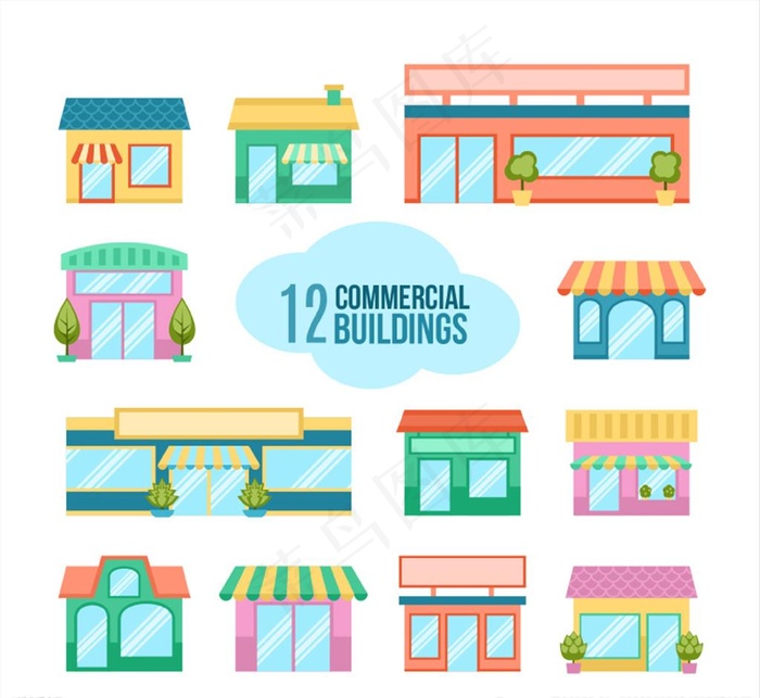 矢量建筑门店素材图片