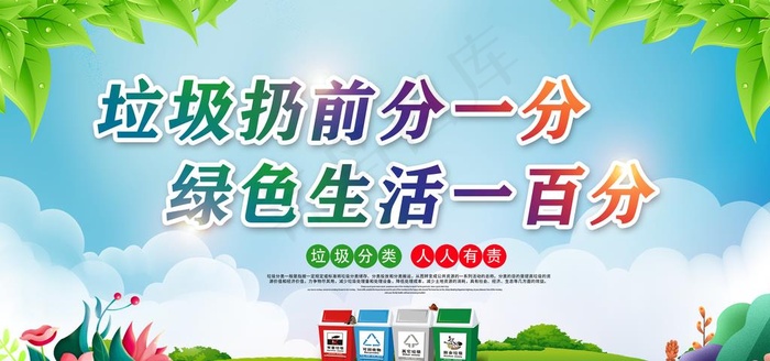 垃圾分类图片(6000X3000(DPI:300))psd模版下载