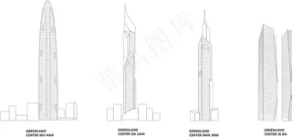 绿地中心超高层线稿图片