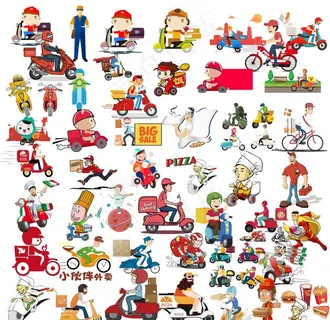 卡通外卖的小哥图片