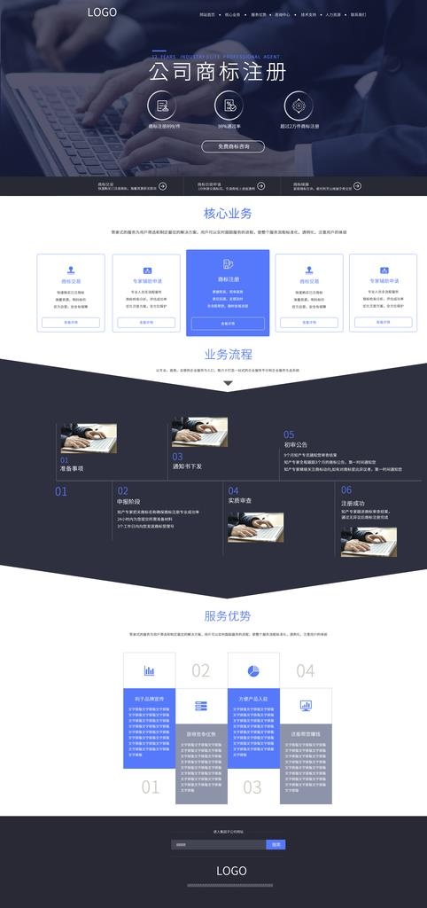 企业注册网站模板图片psd模版下载