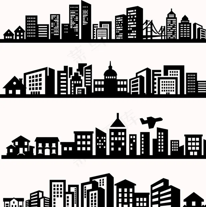 城市剪影图片psd模版下载