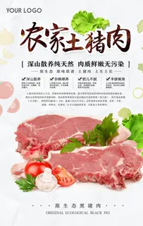 简约绿色农家土猪肉海报图片