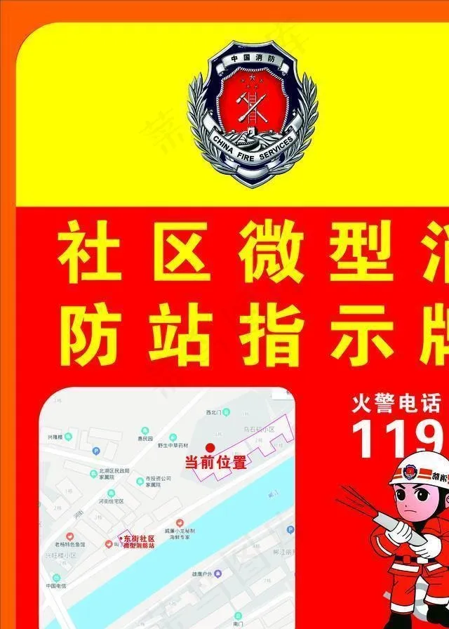 社区微型消防站指示牌图片cdr矢量模版下载