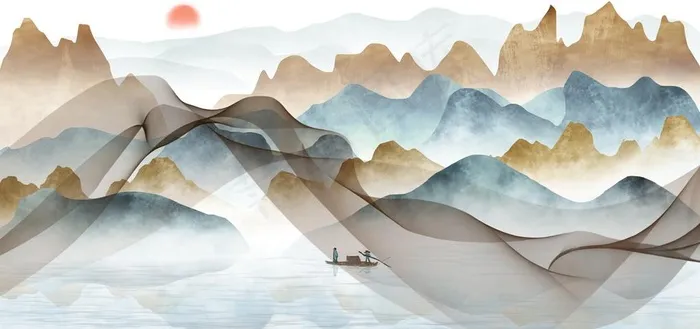 水墨山水图片(2732X1371(DPI:100))psd模版下载