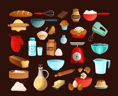 矢量卡通彩色烘焙图标图片