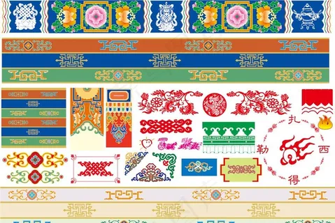 藏族纹饰花纹矢量素材图片