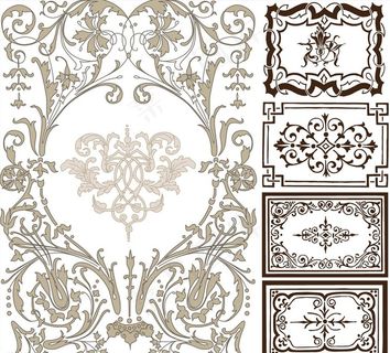 高档复古欧式花纹花边墙纸元素图片