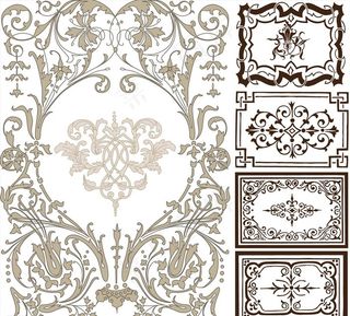 高档复古欧式花纹花边墙纸元素图片
