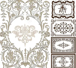 高档复古欧式花纹花边墙纸元素图片