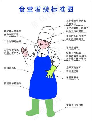 食堂着装标准图图片
