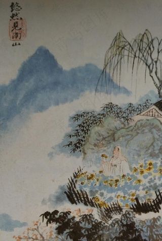 陶渊明诗意图册第二开图片