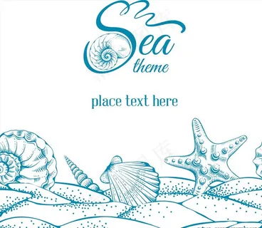 蓝色的海洋生物插画图片 蓝色的海洋生物插画图片