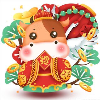 福牛插画图片