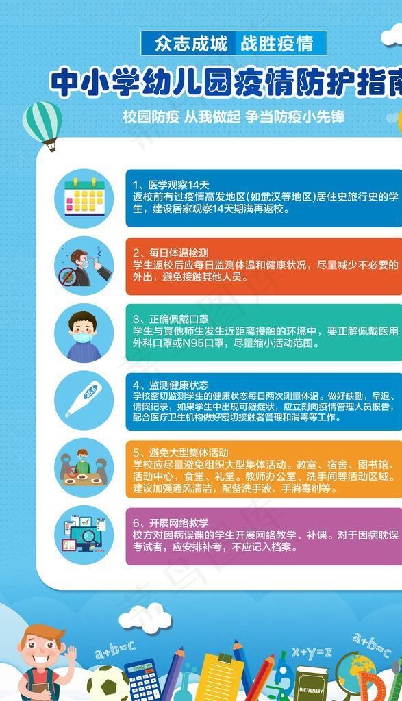 中小学幼儿疫情防控指南图片(3543X5315(DPI:300))psd模版下载