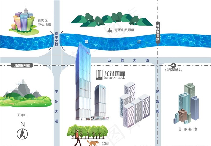 写字楼区位图图片(500X300)cdr矢量模版下载