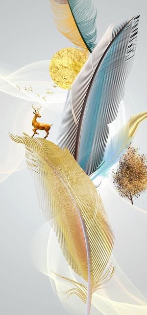 轻奢羽毛装饰画图片