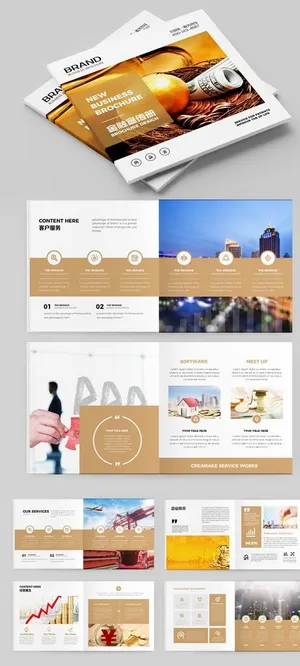 金色投资画册方形画册模板图片