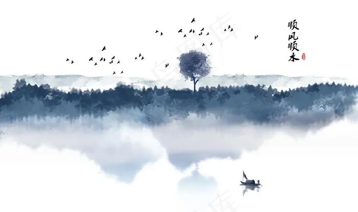 新中式水墨创意线条玄关屏风电视图片