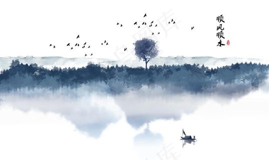 新中式水墨创意线条玄关屏风电视图片