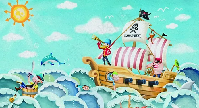 动漫海盗船图片(4564X2636(DPI:72))psd模版下载