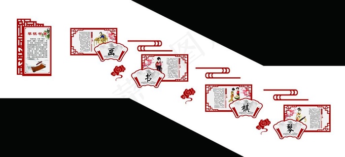 校园楼梯间文化墙图片(19842X9646(DPI:70))psd模版下载