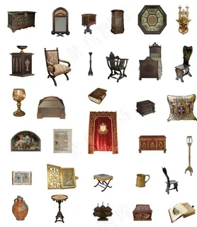 欧式古典家具摆设素材图片