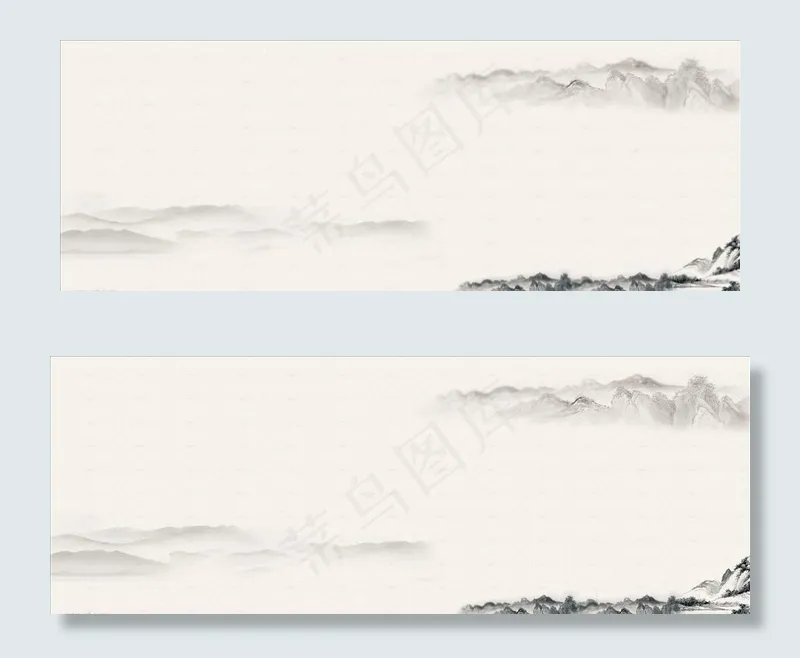 大气山水水墨背景挂画03图片(3000X1200)cdr矢量模版下载