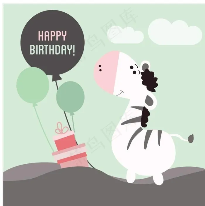 生日动物卡通图图片ai矢量模版下载