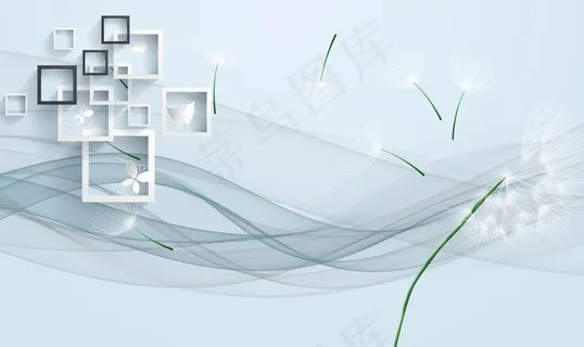 普蒲公英 方框 线条 几何 背图片