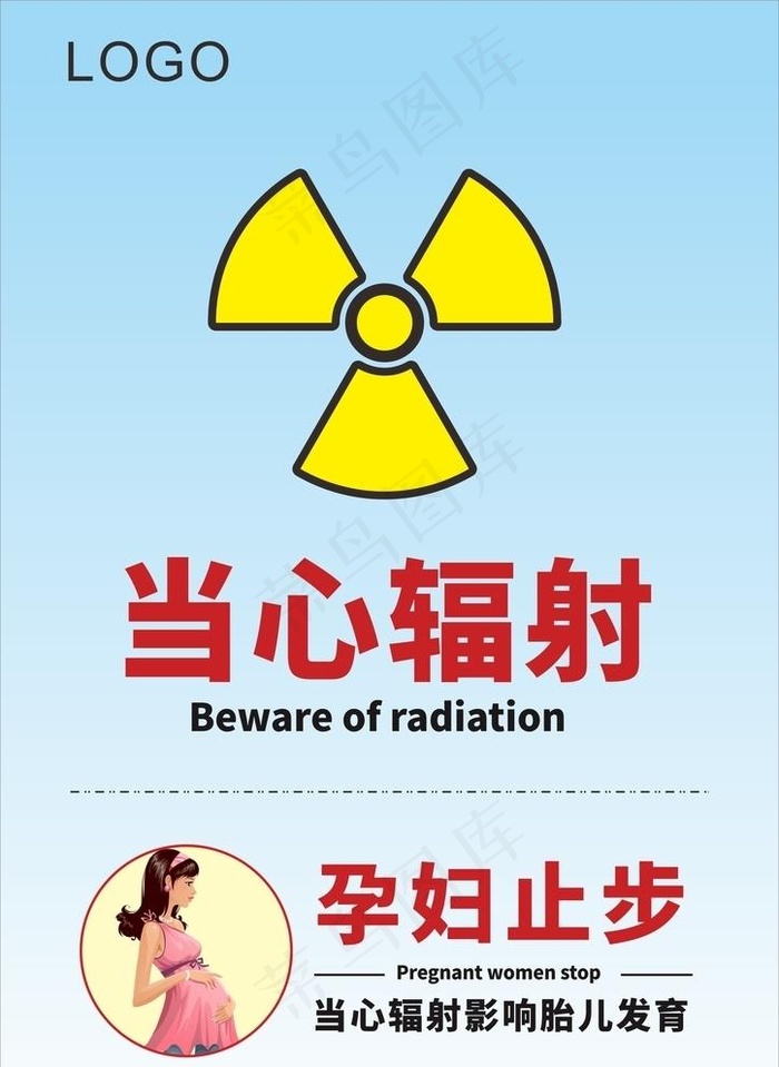 当心辐射 孕妇止步 放射科提示图片cdr矢量模版下载