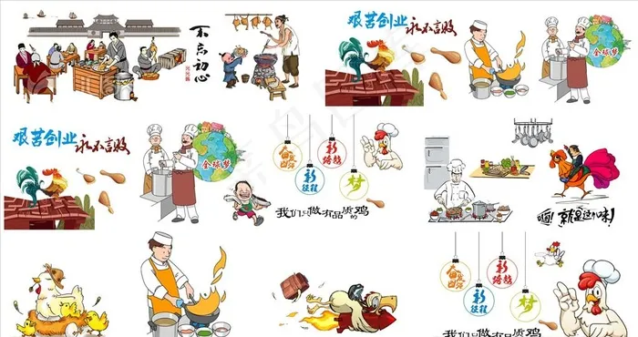 炒鸡墙绘图片(7500X4200)cdr矢量模版下载