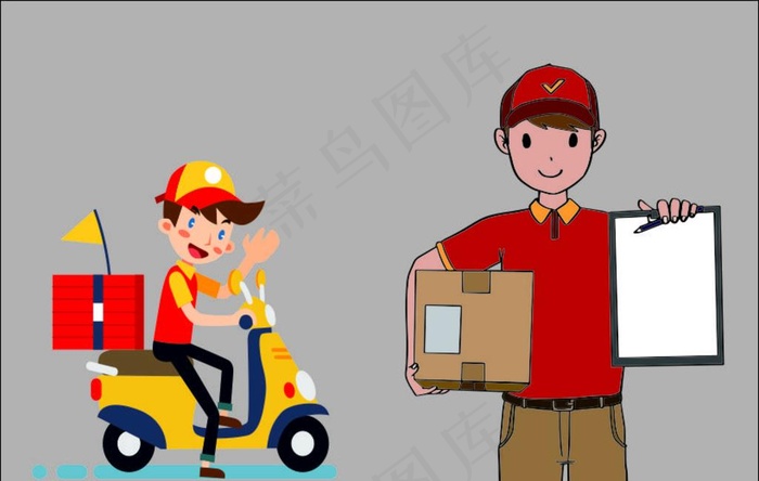 外卖小哥图片cdr矢量模版下载