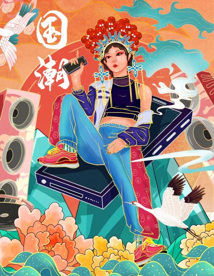 国潮手绘菊花海报图片(3543X4726(DPI:150))psd模版下载