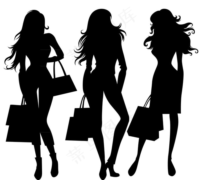 女模特剪影图片eps,ai矢量模版下载
