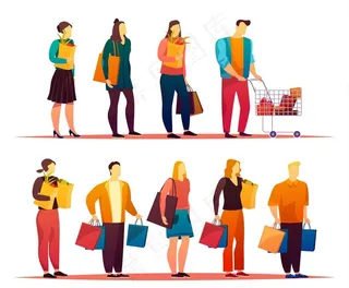 插画购物人物图片