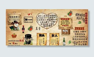 复古怀旧餐饮餐厅背景墙图片