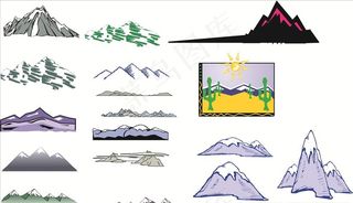 矢量山景插画图片