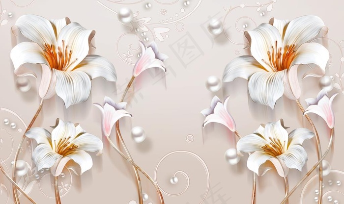 3D背景 富贵 玫瑰花背景图片